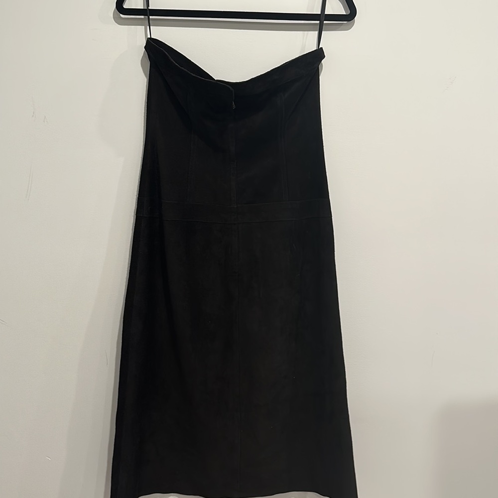 theory black suede strapless dress